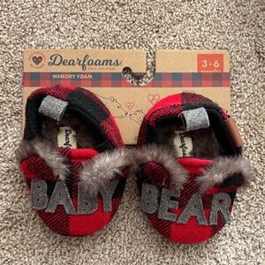 Dearfoams Red Plaid Baby Slippers
